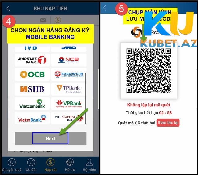 Nạp tiền tại Kubet bằng QRcode