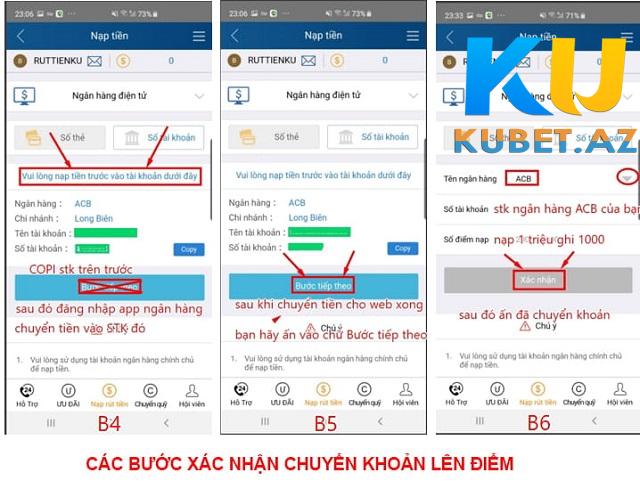 Nạp tiền tại Kubet thông qua Ngân hàng điện tử