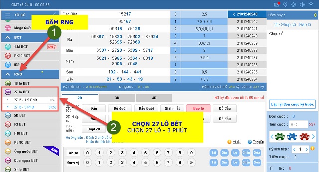 Giao diện chơi 27 lô bet tại nhà cái Kubet
