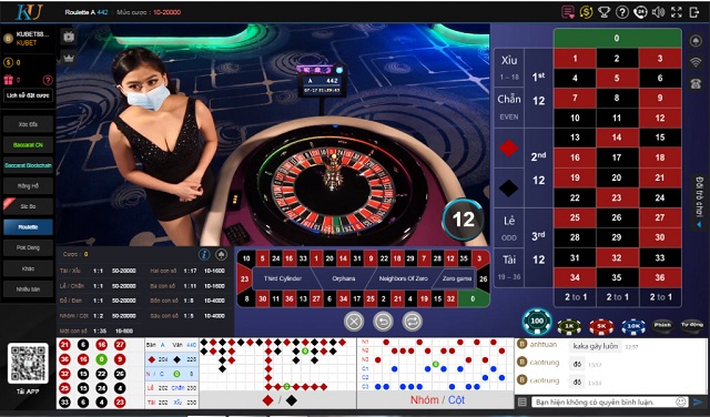 Giao diện chơi Roulette ở nhà cái Kubet